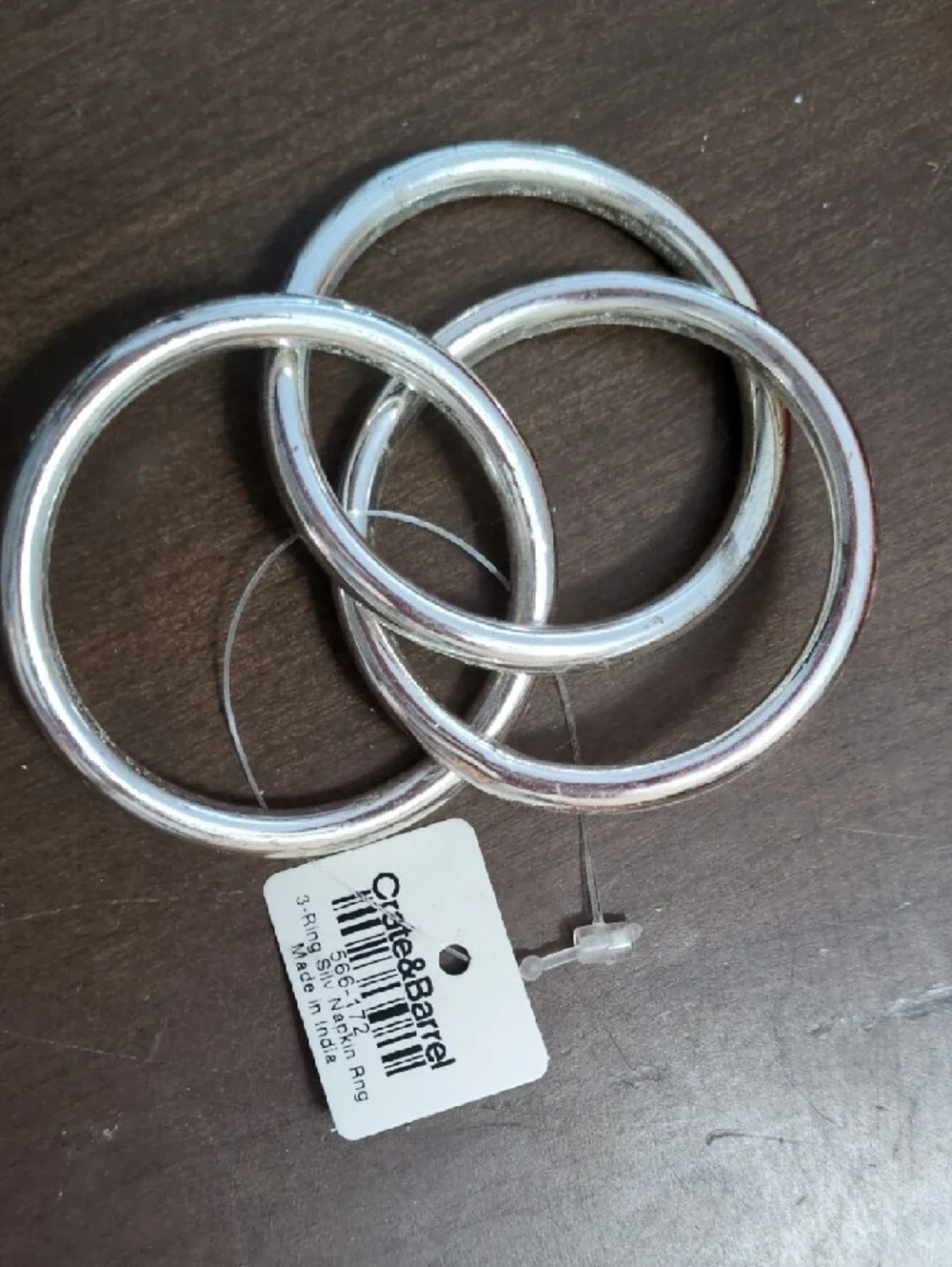 Crate & Barrel Classic Interlocking Silver Napkin Rings, 8ct, NWT